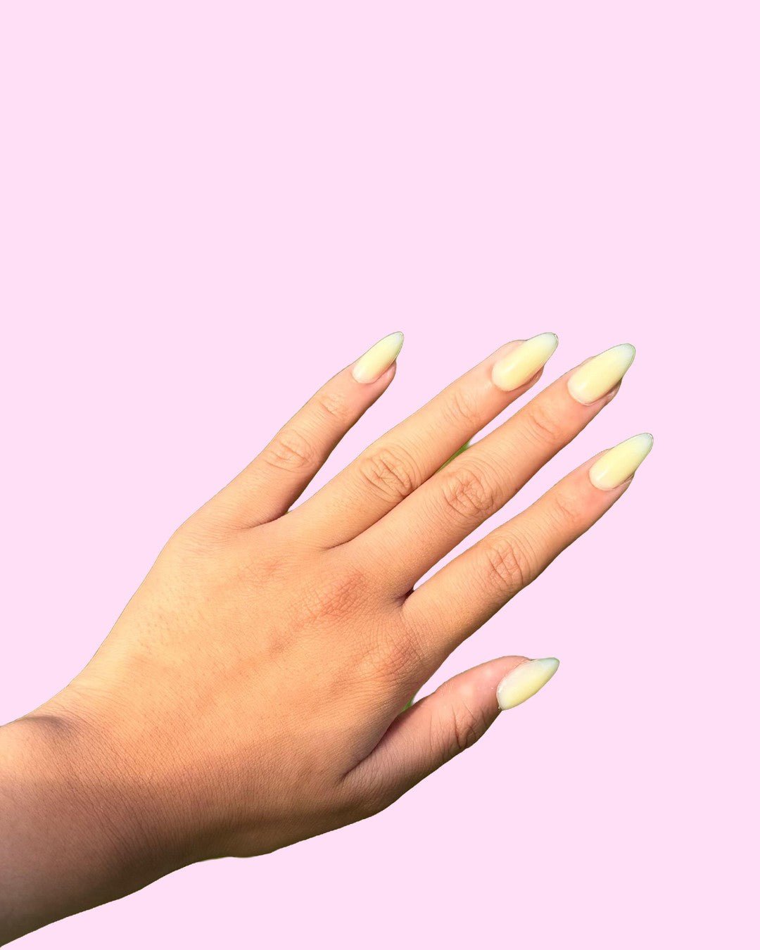 Yellow BIAB press-on nails by Aurelle Beauty