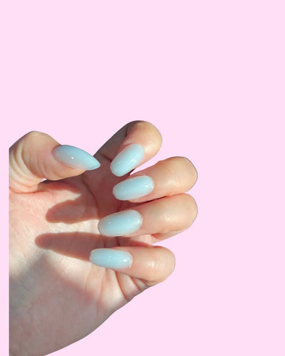 Baby Blue BIAB Press-On Nails on hand, view 1