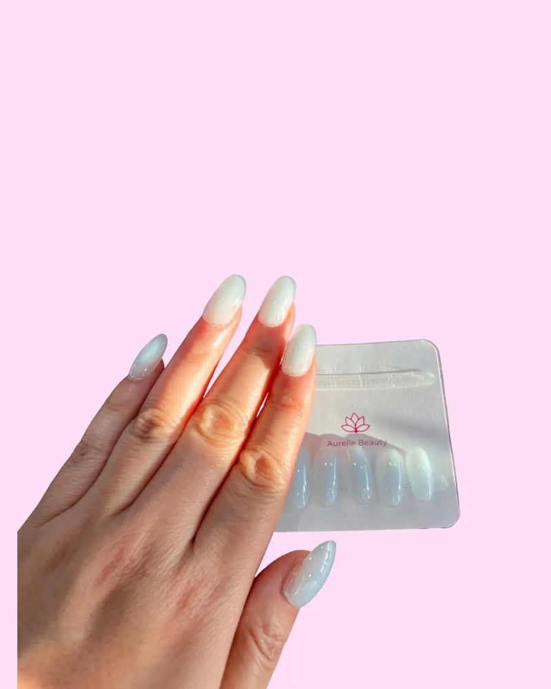 Baby Blue BIAB Press-On Nails on hand, view 2