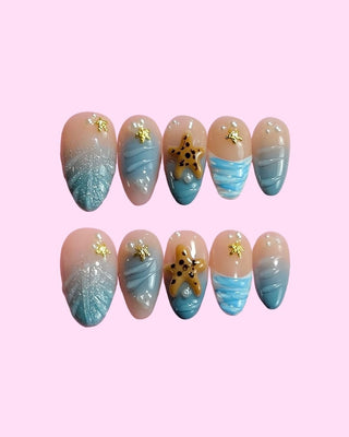 Oceanic Shine press on nails - Aurelle Beauty