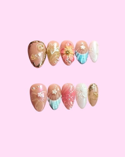 Twilight Blossom press on nails - Aurelle Beauty