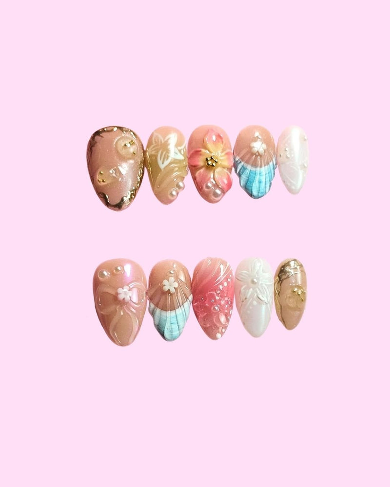 Twilight Blossom press on nails - Aurelle Beauty