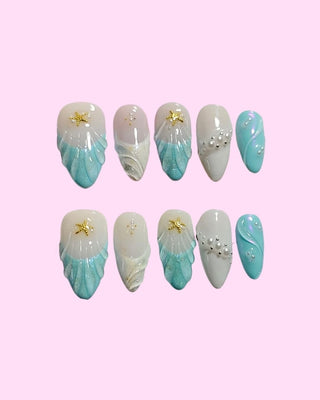 Azure Shoreline press on nails - Aurelle Beauty
