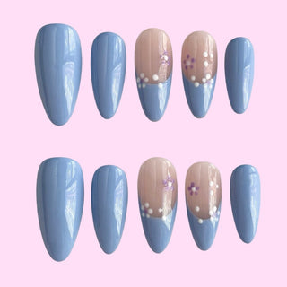 Blue Classic French press on nails - Aurelle Beauty