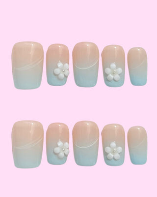Blue French Tips Press on nails 5 press on nails - Aurelle Beauty