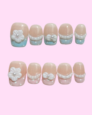 Blue French Tips Press on nails 7 press on nails - Aurelle Beauty