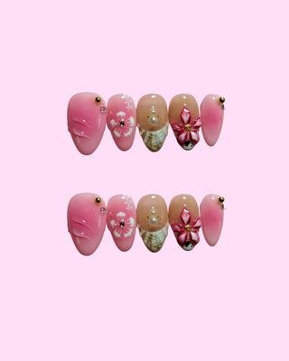 Blush Bouquet press on nails - Aurelle Beauty