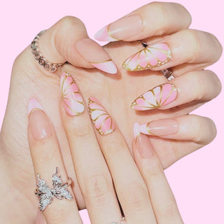 Blush Butterfly press on nails - Aurelle Beauty