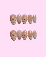 Blush Daisy press on nails - Aurelle Beauty