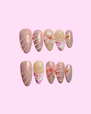 Blush Drift press on nails - Aurelle Beauty