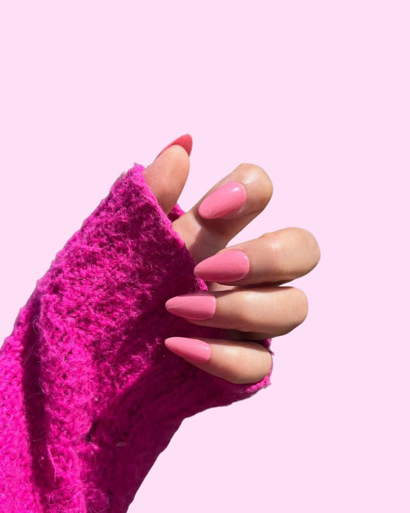 Blush_Short Almond press on nails - Aurelle Beauty