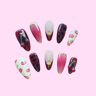 Cherry Kiss press on nails - Aurelle Beauty