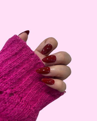 Cherry Luxe_Short Almond press on nails - Aurelle Beauty