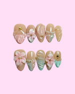 Coral Blossom press on nails - Aurelle Beauty