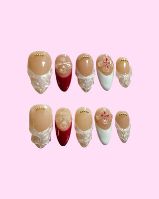 Crimson Pearl press on nails - Aurelle Beauty