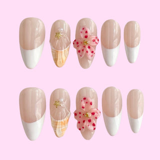 Floral French Sun Kissed press on nails - Aurelle Beauty