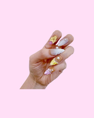 Floral Sunshine press on nails - Aurelle Beauty