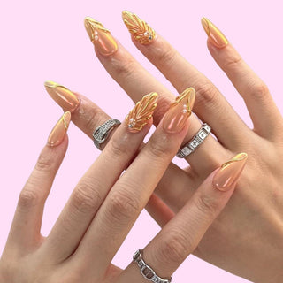 Gold Metallic press on nails - Aurelle Beauty