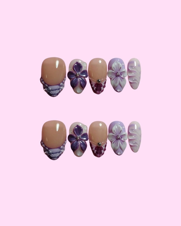 Lavender Bloom press on nails - Aurelle Beauty