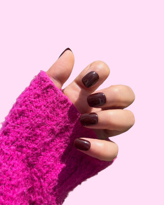 Mocha Plum_Extra Short press on nails - Aurelle Beauty