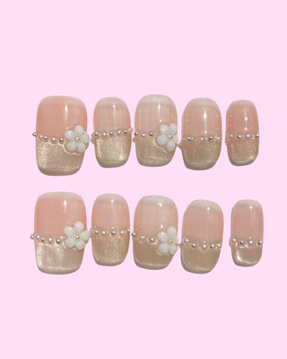 Nude French Tips Press on nails 6 press on nails - Aurelle Beauty