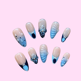 Ocean Bloom press on nails - Aurelle Beauty