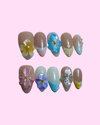 Ocean Bloom press on nails - Aurelle Beauty