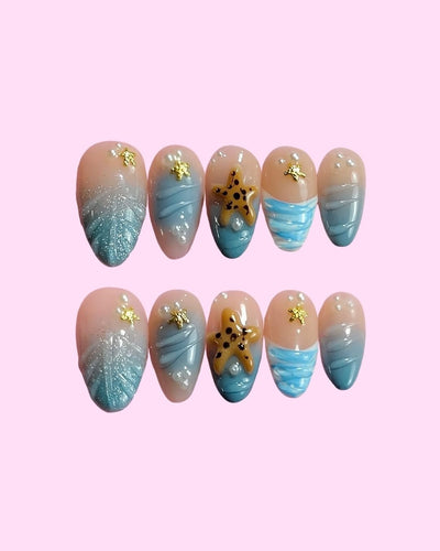 Oceanic Shine press on nails - Aurelle Beauty