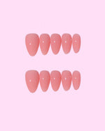 Peoney_Short Almond press on nails - Aurelle Beauty