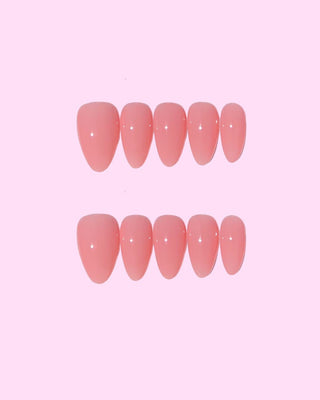 Peoney_Short Almond press on nails - Aurelle Beauty