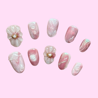 Pink Floral Dream press on nails - Aurelle Beauty