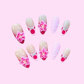 Pink Flutter press on nails - Aurelle Beauty