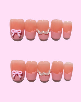 Pink French Tips Press on nails 12 press on nails - Aurelle Beauty