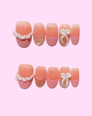 Pink French Tips Press on nails 13 press on nails - Aurelle Beauty