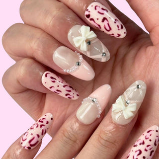 Pink Leopard Dream press on nails - Aurelle Beauty