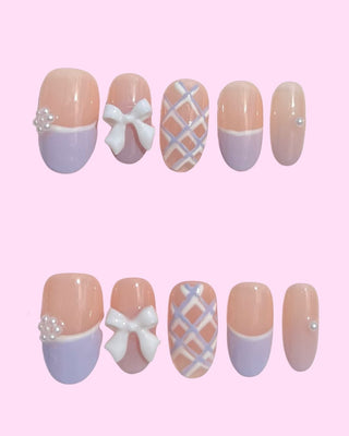 Purple French Tips Press on nails 5 press on nails - Aurelle Beauty