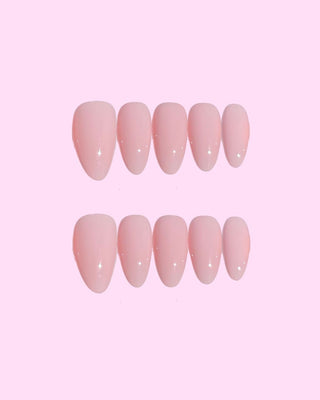 Rose Quartz_Short Almond press on nails - Aurelle Beauty