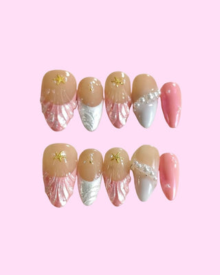 Rosewater Waves press on nails - Aurelle Beauty