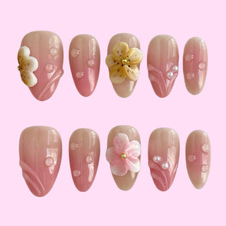 Rosy Blossom press on nails - Aurelle Beauty