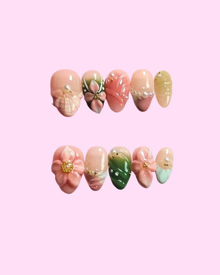 Rosy Garden press on nails - Aurelle Beauty