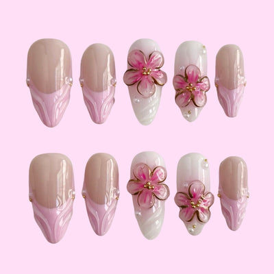 Sakura Bloom press on nails - Aurelle Beauty