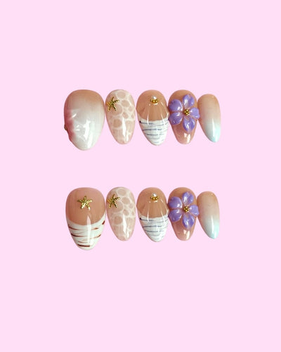 Sandy Blossom press on nails - Aurelle Beauty