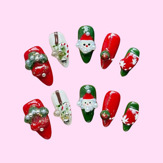 Santa Claws press on nails - Aurelle Beauty