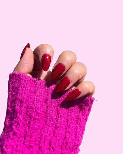Scarlet Silk_Short Almond press on nails - Aurelle Beauty
