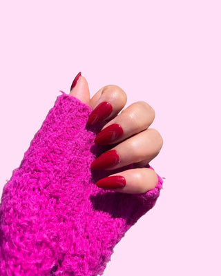 Scarlet Silk_Short Almond press on nails - Aurelle Beauty