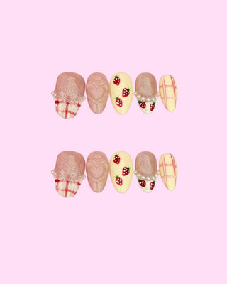 Strawberry Charm press on nails - Aurelle Beauty