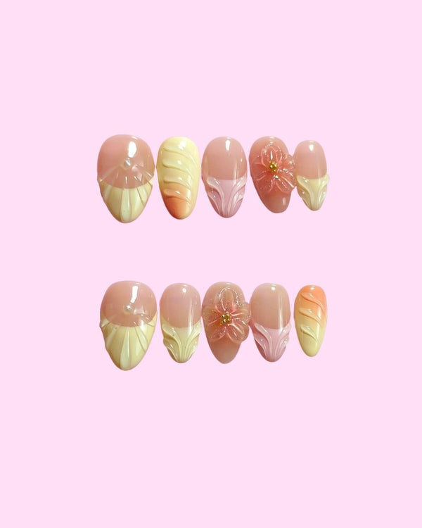 Sun Kissed Blush press on nails - Aurelle Beauty