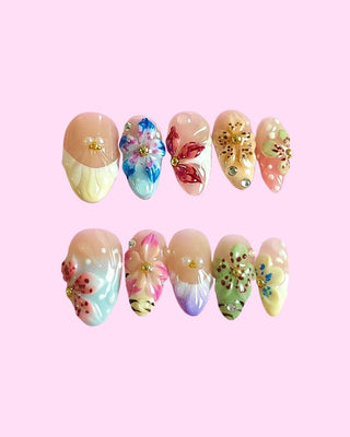 Sunny Bloom press on nails - Aurelle Beauty