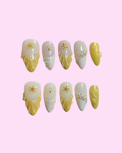 Sunny Shoreline press on nails - Aurelle Beauty