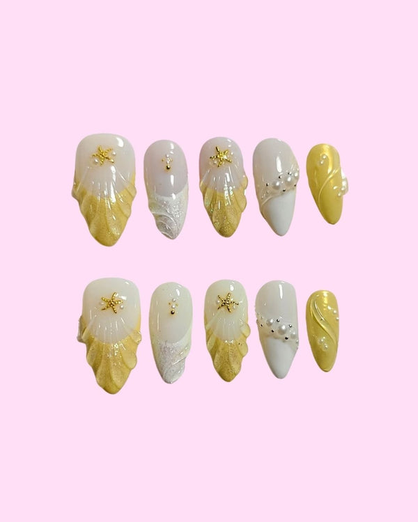 Sunny Shoreline press on nails - Aurelle Beauty